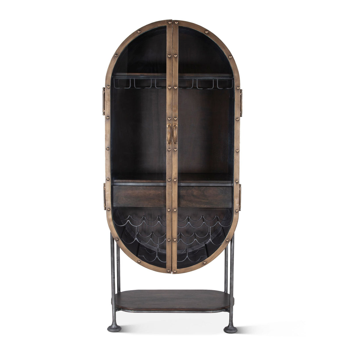 Bowery 34" Tall Oval Bar Cabinet from Home Trends & Design - Luna Furniture