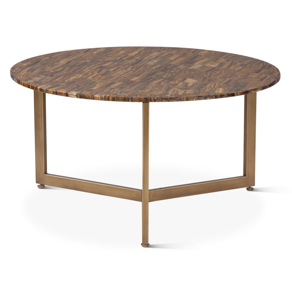 Calico 36" Coffee Table in Tiger Eye with Antique Gold Base from Home Trends & Design - Luna Furniture