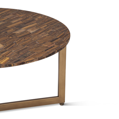 Calico 36" Coffee Table in Tiger Eye with Antique Gold Base from Home Trends & Design - Luna Furniture