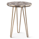Calico 17" Side Table in Stone Agate with Iron Base from Home Trends & Design - Luna Furniture
