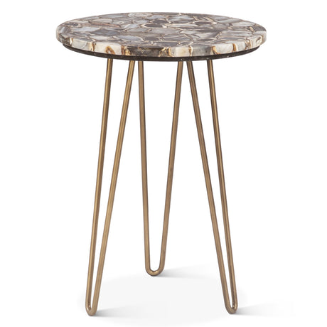 Calico 17" Side Table in Stone Agate with Iron Base from Home Trends & Design - Luna Furniture
