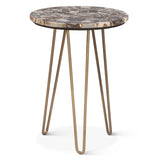 Calico 17" Side Table in Stone Agate with Iron Base from Home Trends & Design - Luna Furniture