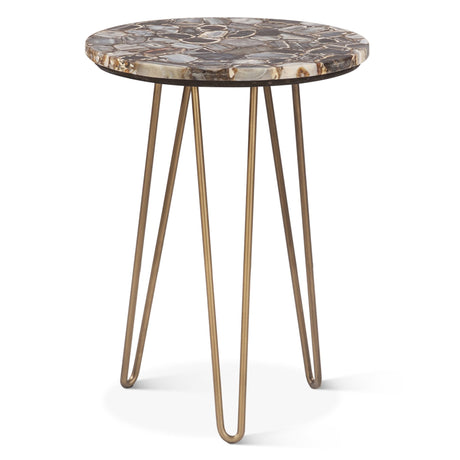 Calico 17" Side Table in Stone Agate with Iron Base from Home Trends & Design - Luna Furniture