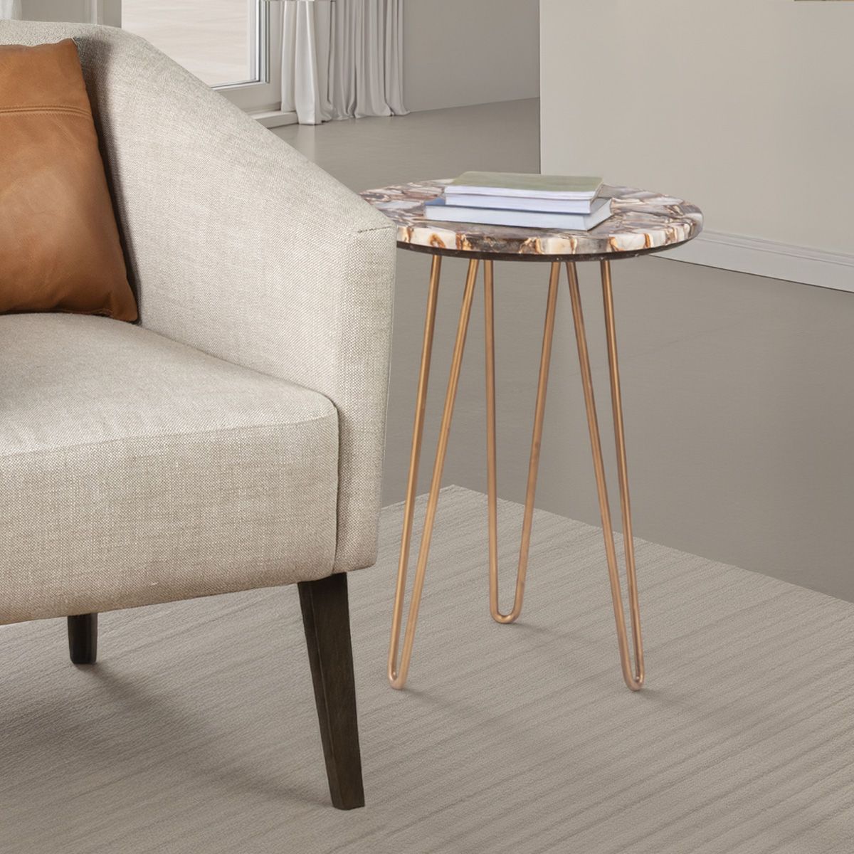 Calico 17" Side Table in Stone Agate with Iron Base from Home Trends & Design - Luna Furniture