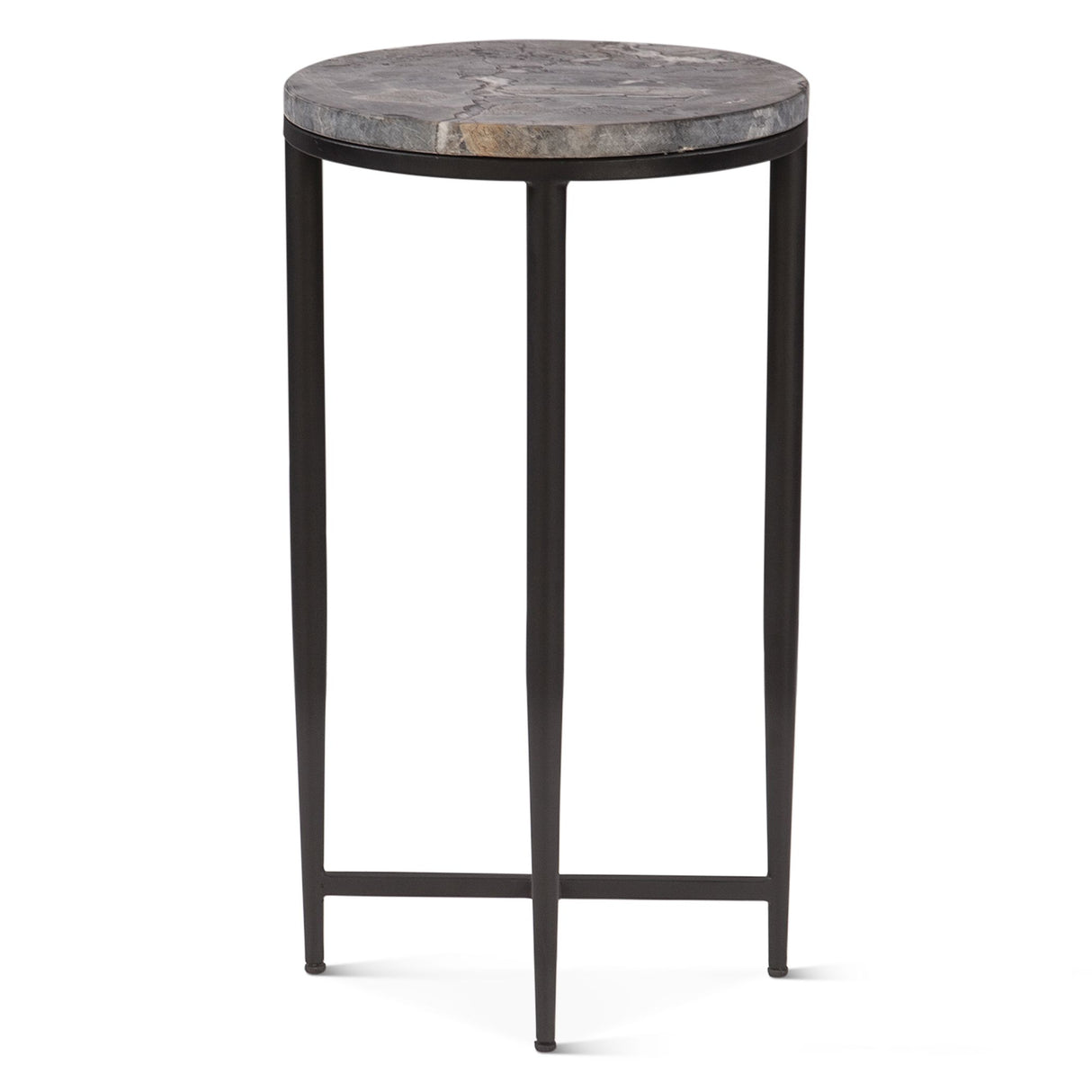 Calico 14" Side Table in Gray Septarian with Iron Base from Home Trends & Design - Luna Furniture