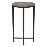Calico 14" Side Table in Gray Septarian with Iron Base from Home Trends & Design - Luna Furniture