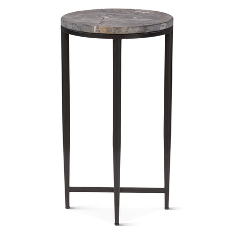 Calico 14" Side Table in Gray Septarian with Iron Base from Home Trends & Design - Luna Furniture