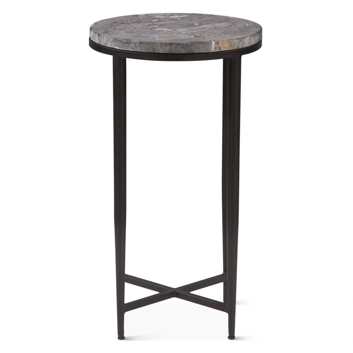 Calico 14" Side Table in Gray Septarian with Iron Base from Home Trends & Design - Luna Furniture