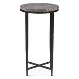 Calico 14" Side Table in Gray Septarian with Iron Base from Home Trends & Design - Luna Furniture