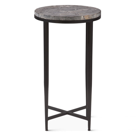 Calico 14" Side Table in Gray Septarian with Iron Base from Home Trends & Design - Luna Furniture