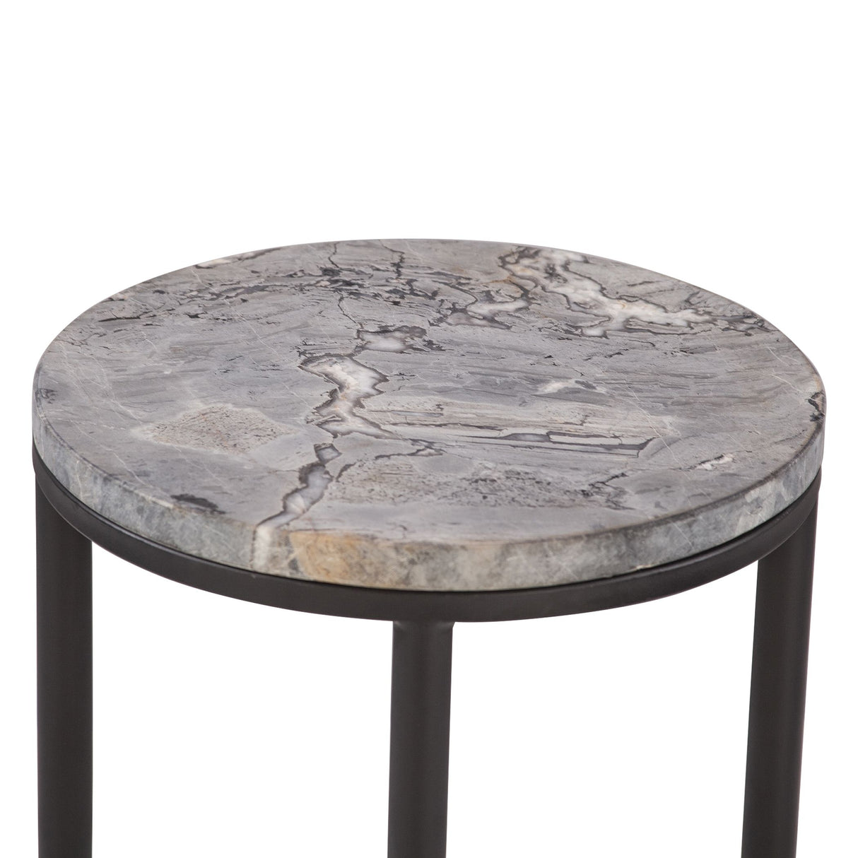 Calico 14" Side Table in Gray Septarian with Iron Base from Home Trends & Design - Luna Furniture