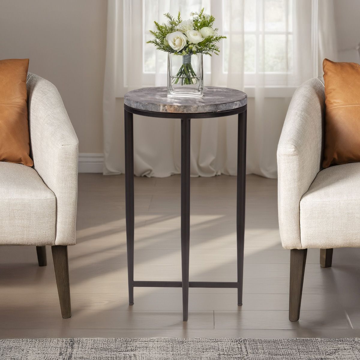 Calico 14" Side Table in Gray Septarian with Iron Base from Home Trends & Design - Luna Furniture