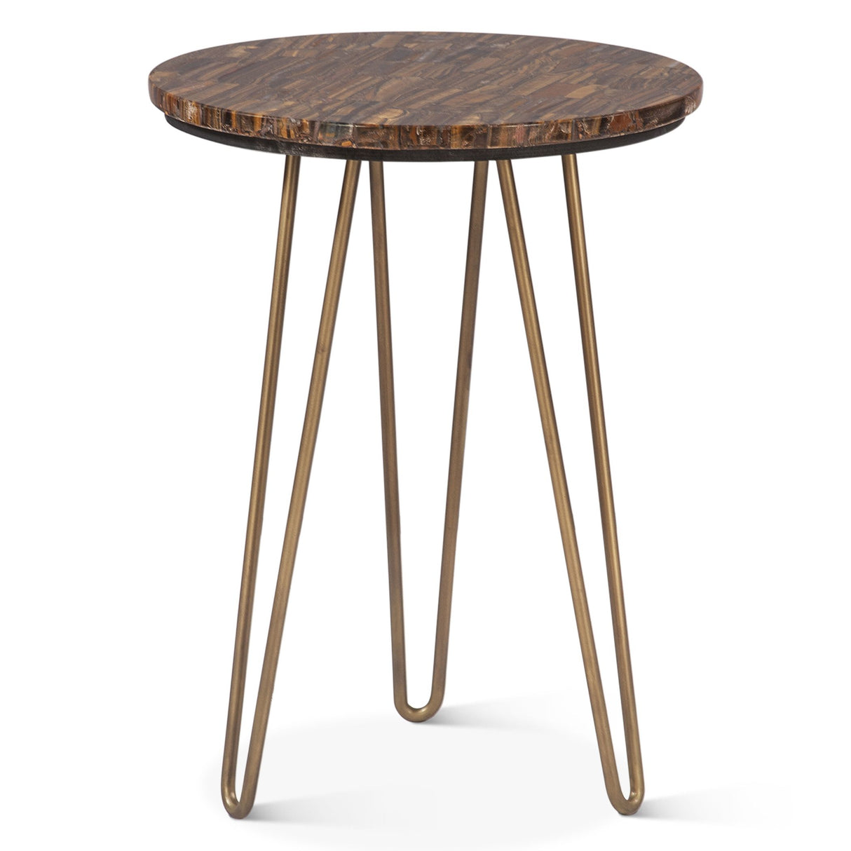 Calico 17" Side Table in Tiger Eye with Antique Gold Base from Home Trends & Design - Luna Furniture