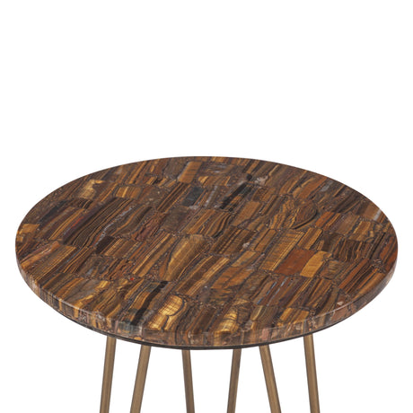 Calico 17" Side Table in Tiger Eye with Antique Gold Base from Home Trends & Design - Luna Furniture