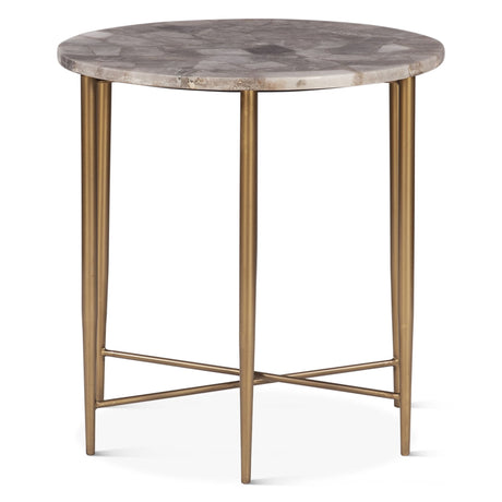 Calico 24" Side Table in Smoky Quartz with Iron Base from Home Trends & Design - Luna Furniture