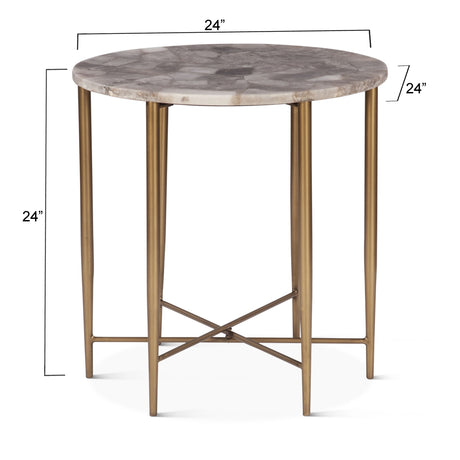Calico 24" Side Table in Smoky Quartz with Iron Base from Home Trends & Design - Luna Furniture