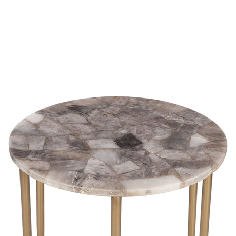 Calico 24" Side Table in Smoky Quartz with Iron Base from Home Trends & Design - Luna Furniture
