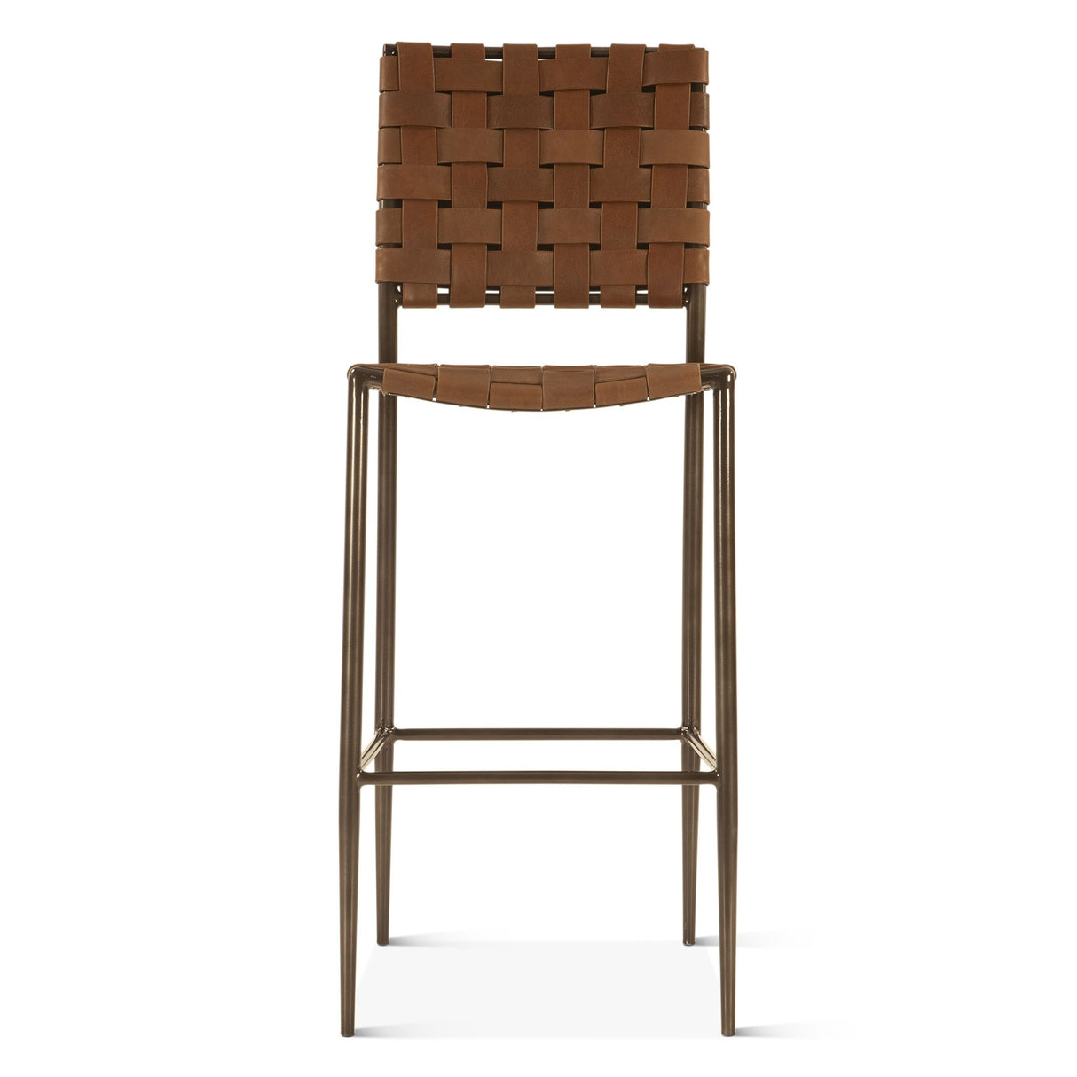 Copenhagen 17" Bar Chair in Brown Buffalo Leather and Iron from Home Trends & Design - Luna Furniture