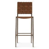 Copenhagen 17" Bar Chair in Brown Buffalo Leather and Iron from Home Trends & Design - Luna Furniture