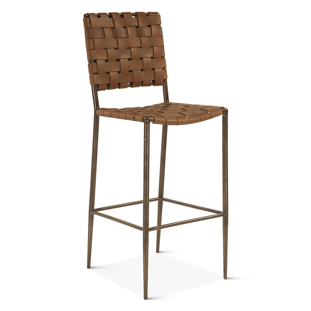 Copenhagen 17" Bar Chair in Brown Buffalo Leather and Iron from Home Trends & Design - Luna Furniture