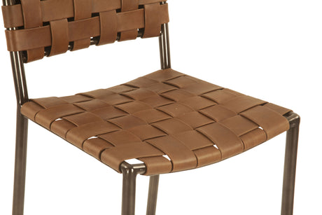 Copenhagen 17" Bar Chair in Brown Buffalo Leather and Iron from Home Trends & Design - Luna Furniture