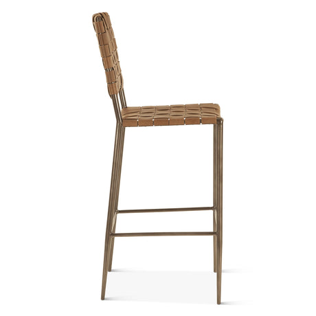 Copenhagen 17" Bar Chair in Brown Buffalo Leather and Iron from Home Trends & Design - Luna Furniture