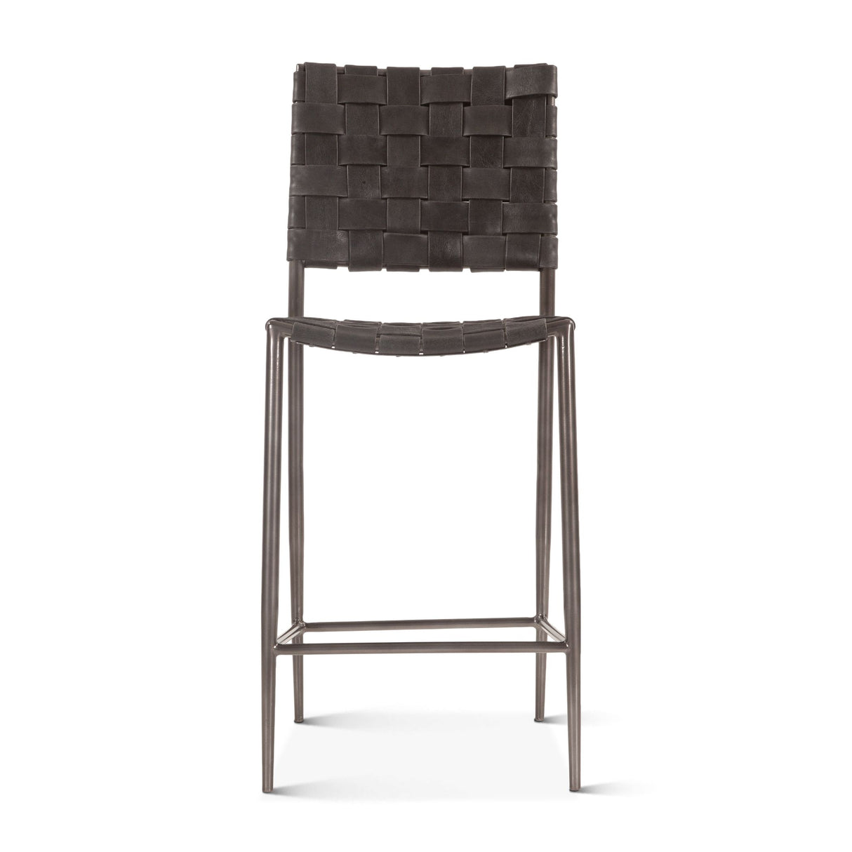 Copenhagen 17" Counter Chair in Black Buffalo Leather and Iron from Home Trends & Design - Luna Furniture