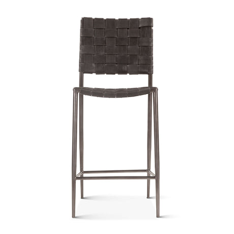 Copenhagen 17" Counter Chair in Black Buffalo Leather and Iron from Home Trends & Design - Luna Furniture