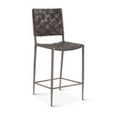 Copenhagen 17" Counter Chair in Black Buffalo Leather and Iron from Home Trends & Design - Luna Furniture