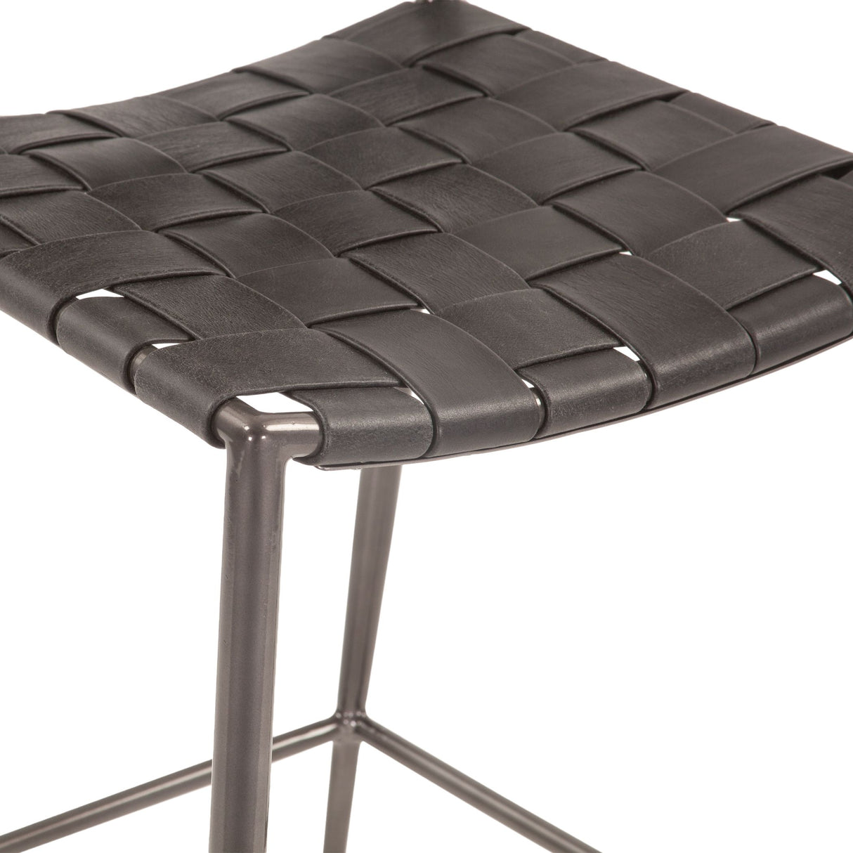 Copenhagen 17" Counter Chair in Black Buffalo Leather and Iron from Home Trends & Design - Luna Furniture