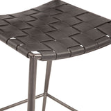 Copenhagen 17" Counter Chair in Black Buffalo Leather and Iron from Home Trends & Design - Luna Furniture