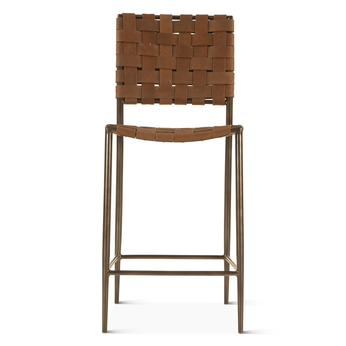 Copenhagen 17" Counter Chair in Brown Buffalo Leather and Iron from Home Trends & Design - Luna Furniture