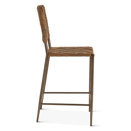 Copenhagen 17" Counter Chair in Brown Buffalo Leather and Iron from Home Trends & Design - Luna Furniture