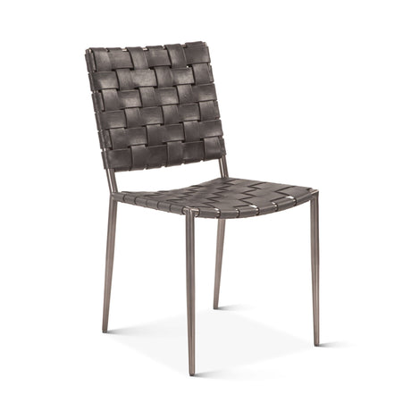 Copenhagen 18" Dining Chair in Black Buffalo Leather and Iron, Set of 2 from Home Trends & Design - Luna Furniture