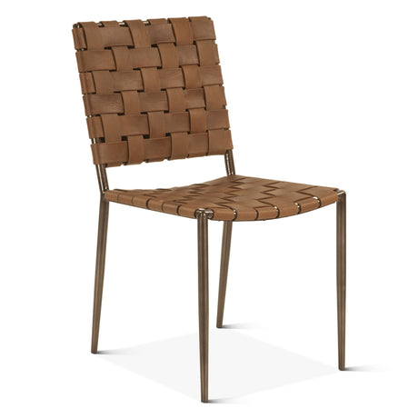 Copenhagen 18" Dining Chair in Brown Buffalo Leather and Iron, Set of 2 from Home Trends & Design - Luna Furniture