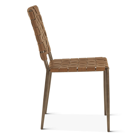 Copenhagen 18" Dining Chair in Brown Buffalo Leather and Iron, Set of 2 from Home Trends & Design - Luna Furniture