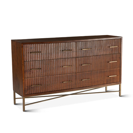Cosmopolitan 69" Six Drawer Dresser in Honey Brown from Home Trends & Design - Luna Furniture