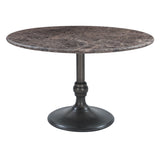Dauphine 50" Round Dining Table in Dark Emperador Marble with Aged Brass Base from Home Trends & Design - Luna Furniture