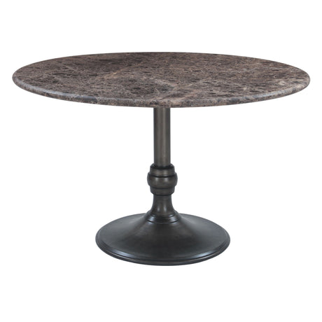 Dauphine 50" Round Dining Table in Dark Emperador Marble with Aged Brass Base from Home Trends & Design - Luna Furniture
