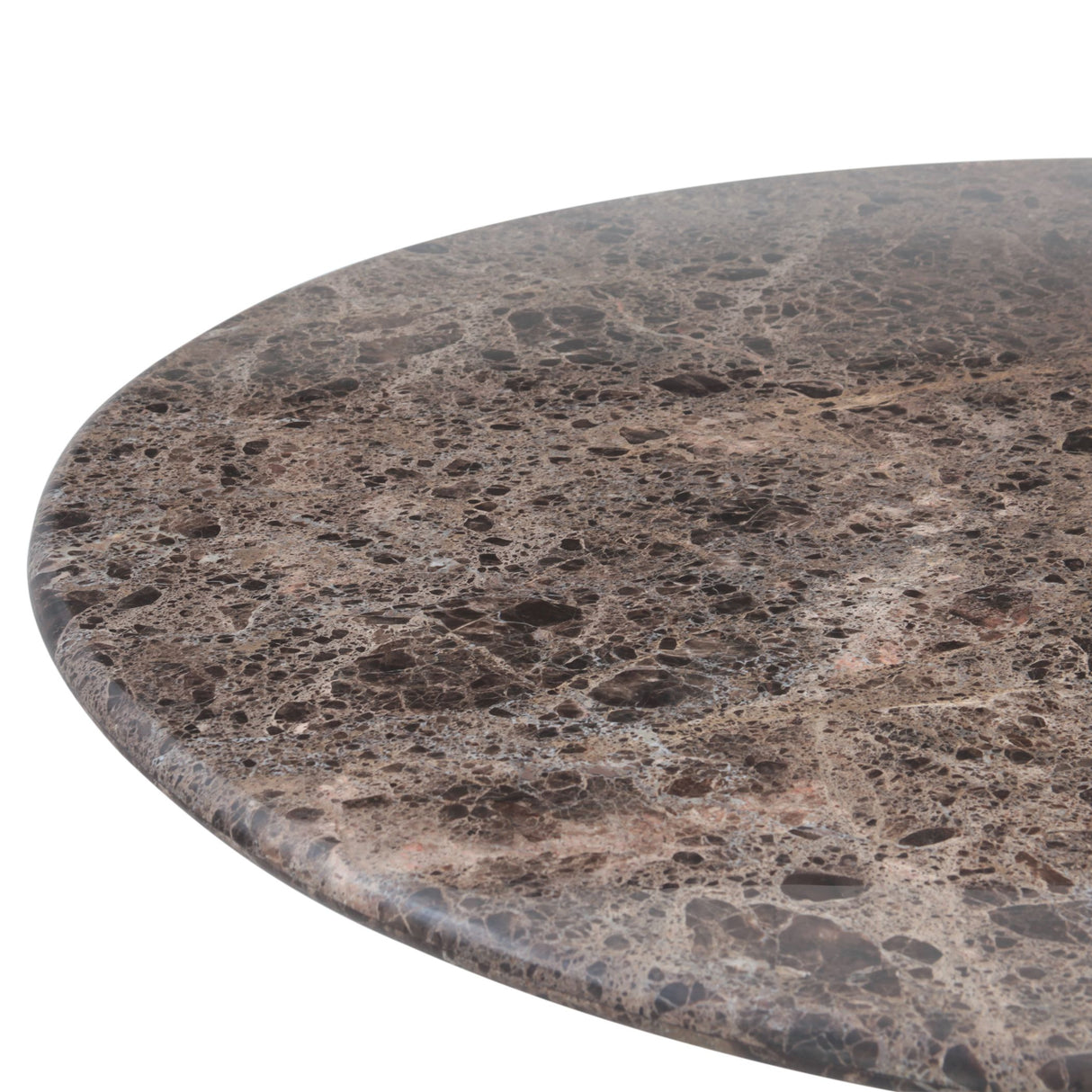 Dauphine 50" Round Dining Table in Dark Emperador Marble with Aged Brass Base from Home Trends & Design - Luna Furniture