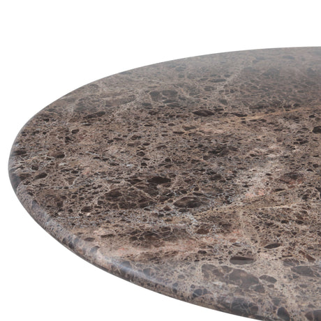 Dauphine 50" Round Dining Table in Dark Emperador Marble with Aged Brass Base from Home Trends & Design - Luna Furniture