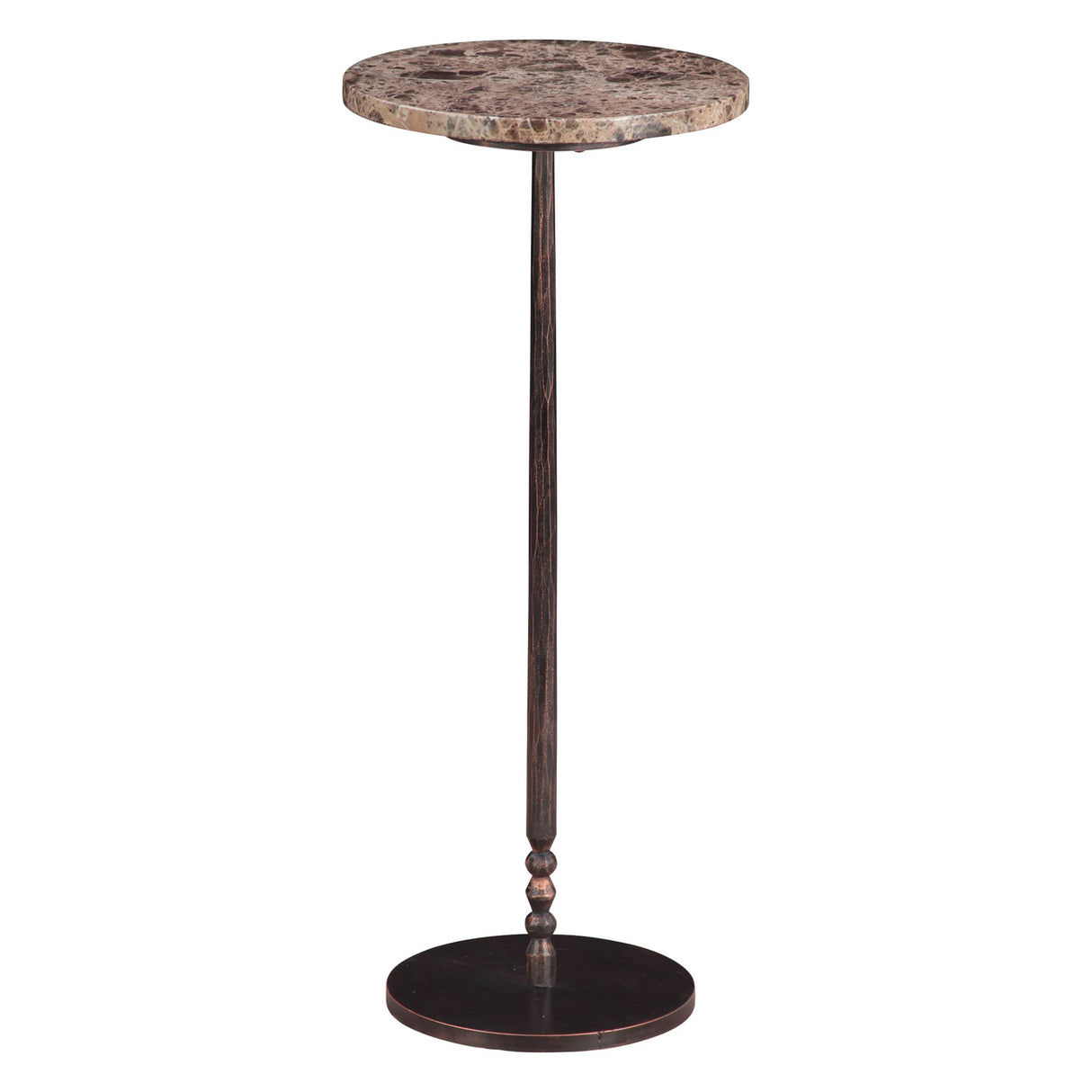 Detroit 10" Side Table in Dark Emperador Marble with Casted Base from Home Trends & Design - Luna Furniture