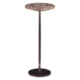 Detroit 10" Side Table in Dark Emperador Marble with Casted Base from Home Trends & Design - Luna Furniture