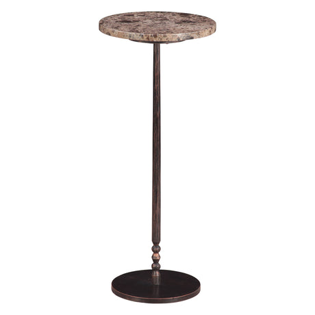 Detroit 10" Side Table in Dark Emperador Marble with Casted Base from Home Trends & Design - Luna Furniture