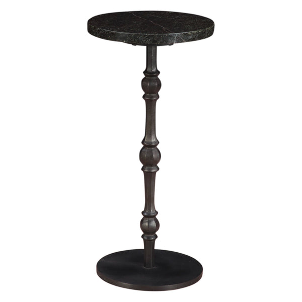 Detroit 10" Side Table in Green Marble with Casted Base