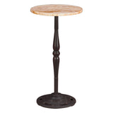 Detroit 12" Side Table in Retro Impulse Marble with Casted Base from Home Trends & Design - Luna Furniture