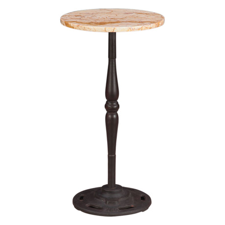 Detroit 12" Side Table in Retro Impulse Marble with Casted Base from Home Trends & Design - Luna Furniture