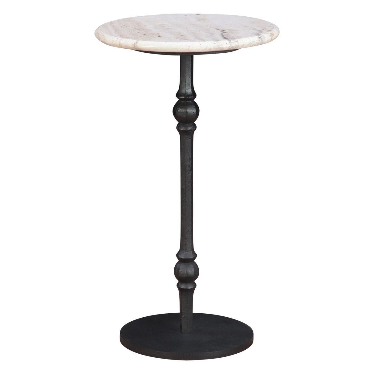 Detroit 10' Side Table in White Travertine with Casting Base from Home Trends & Design - Luna Furniture