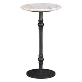Detroit 10' Side Table in White Travertine with Casting Base from Home Trends & Design - Luna Furniture