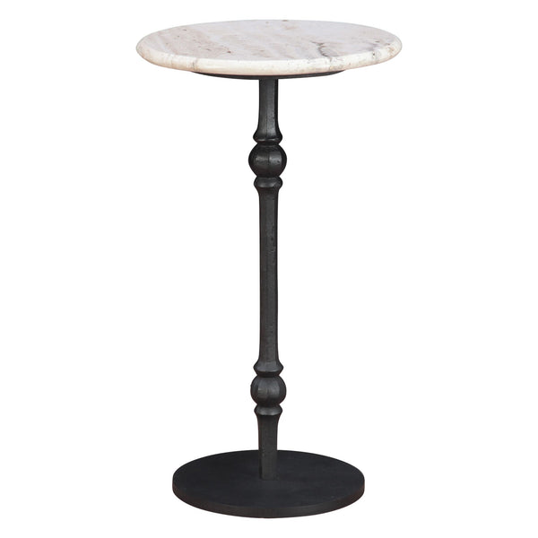 Detroit 10' Side Table in White Travertine with Casting Base